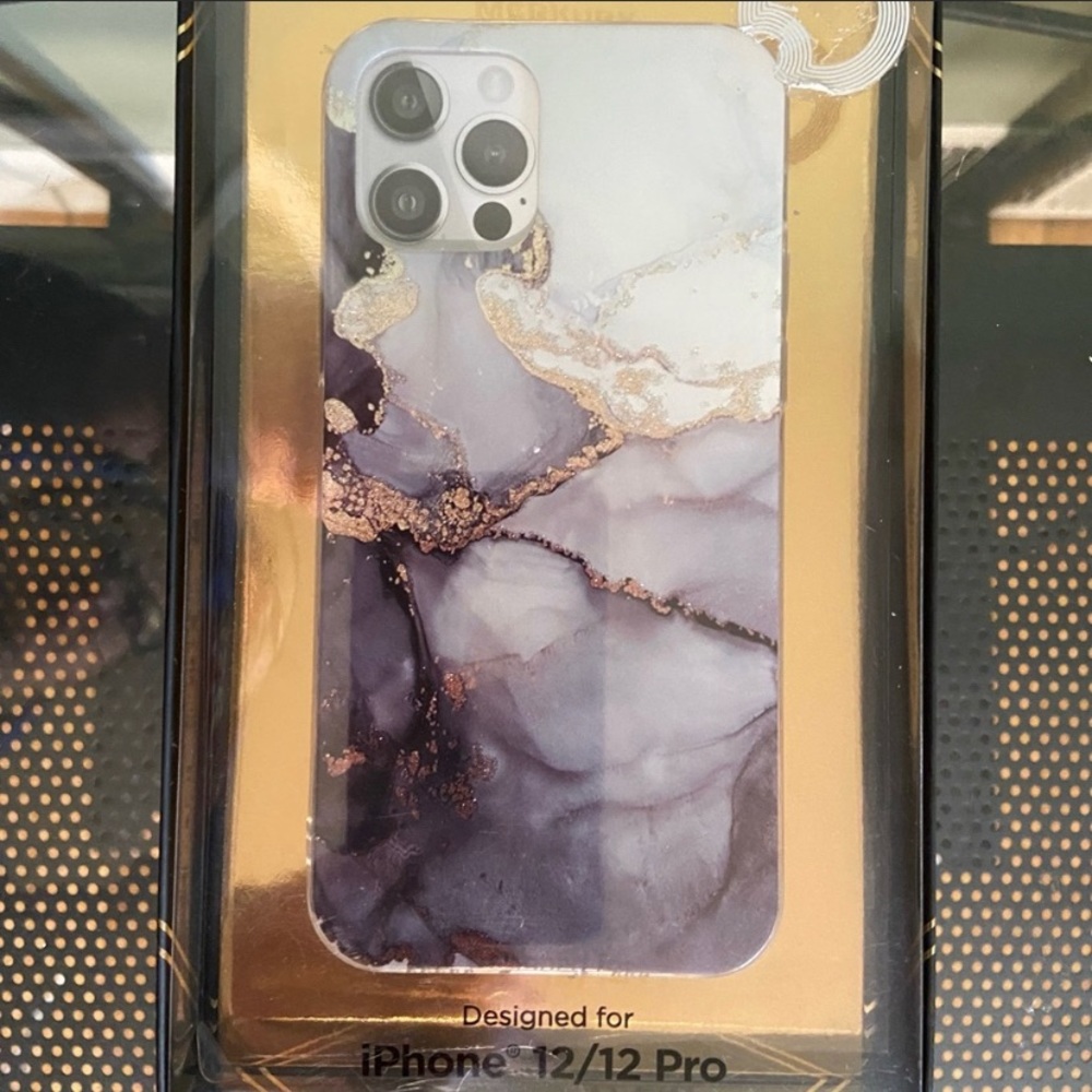 Brand New MERKURY iPhone 12 / 12 PRO Case - Purple & Gold Marble Case